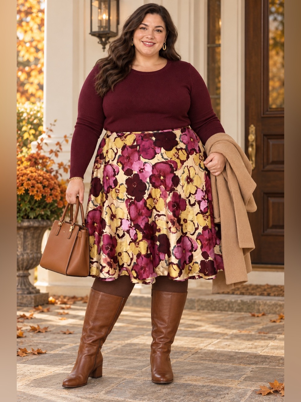 Pendleton Plus 100% Silk Floral A-Line Skirt Women’s 24W Lined Flowy Soft Fall